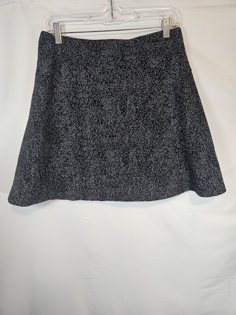 LOFT Black & White Tweed Textured Skater Circle Skirt